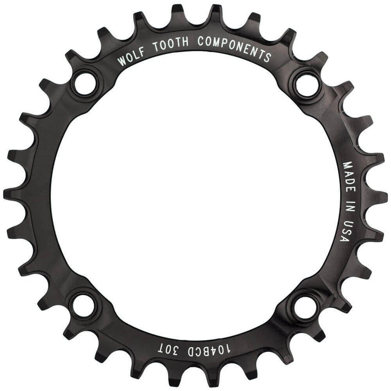 Wolf Tooth 4 Bolt Alloy Drop-Stop Chainring - 104 BCD - Round - Black - 30T