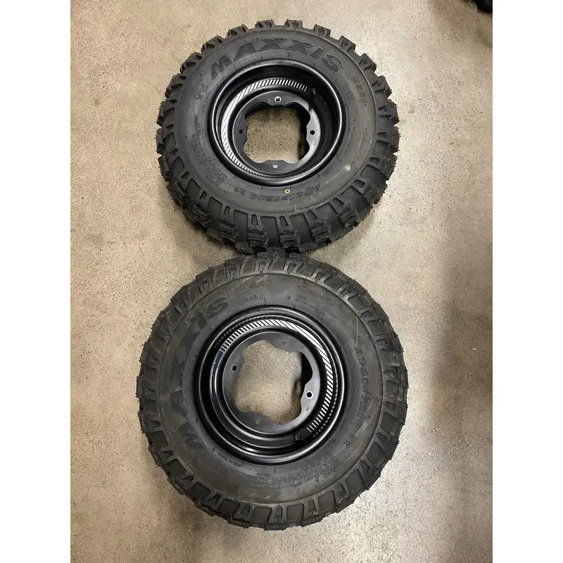 FRONT OEM WHEELS & MAXXIS TIRES 10X5 YFZ450R BANSHEE BLASTER RAPTOR 21X7X10 SE W