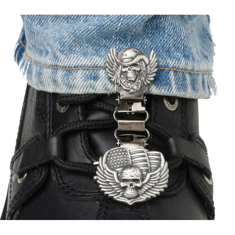 RYDER CLIPS CLIPS FOR LACED BOOTS SKULL /WINGS