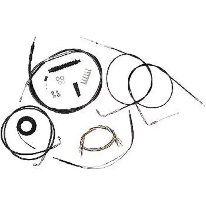 LA CHOPPERS Black Vinyl Braided Handlebar Cable/Brake Line Kit