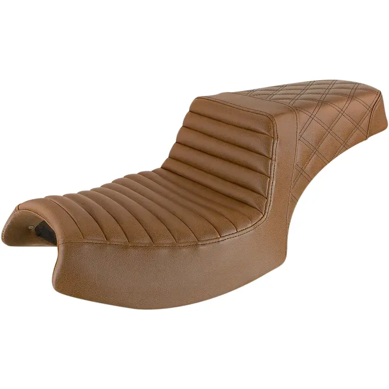 SADDLEMEN Step-Up Fits Seat - Front Tuck-n'-Roll/Rear Lattice Stitch - Brown -