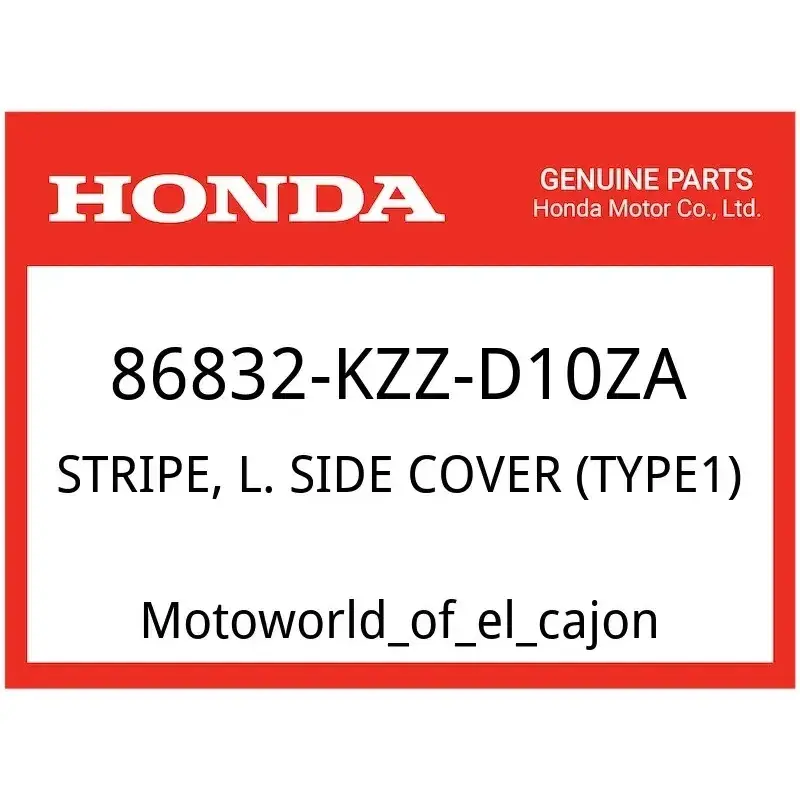 HONDA OEM PART/ 86832-KZZ-D10ZA/ STRIPE, L. SIDE COVER