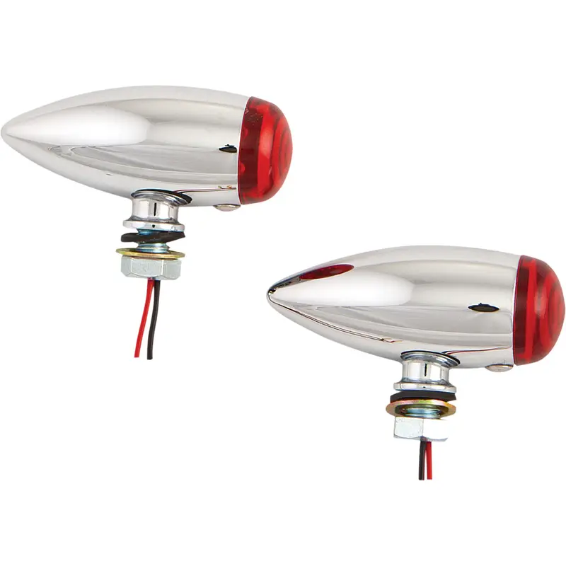 HARDDRIVE LED BULLET MARKER LIGHT CHROME W/RED LENS