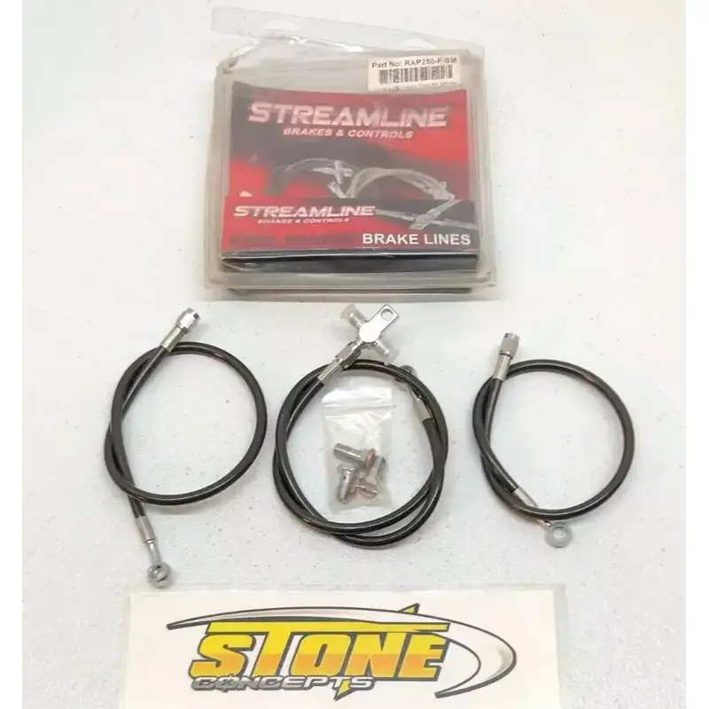 New Streamline Front Brake Line Hose Kit Smoke Yamaha Raptor 250 2008-2013