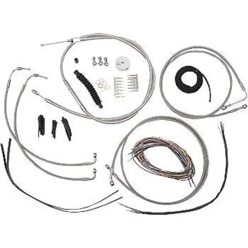 LA CHOPPERS LA-8051KT2-19 Stainless Braided Handlebar Cable/Brake Line Kit