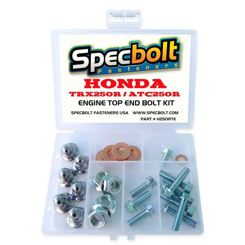 HONDA ATC250R ENGINE TOP END BOLT KIT with M8 CHROME CAP NUTS for Cylinder Head