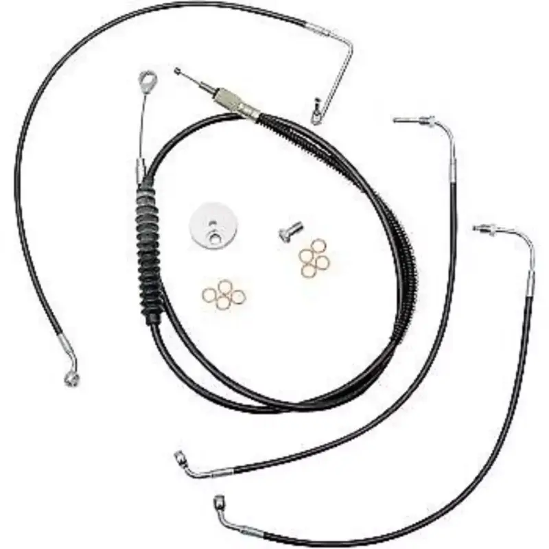 LA CHOPPERS LA-8010KT-16B Black Vinyl Braided Handlebar Cable/Brake Line Kit