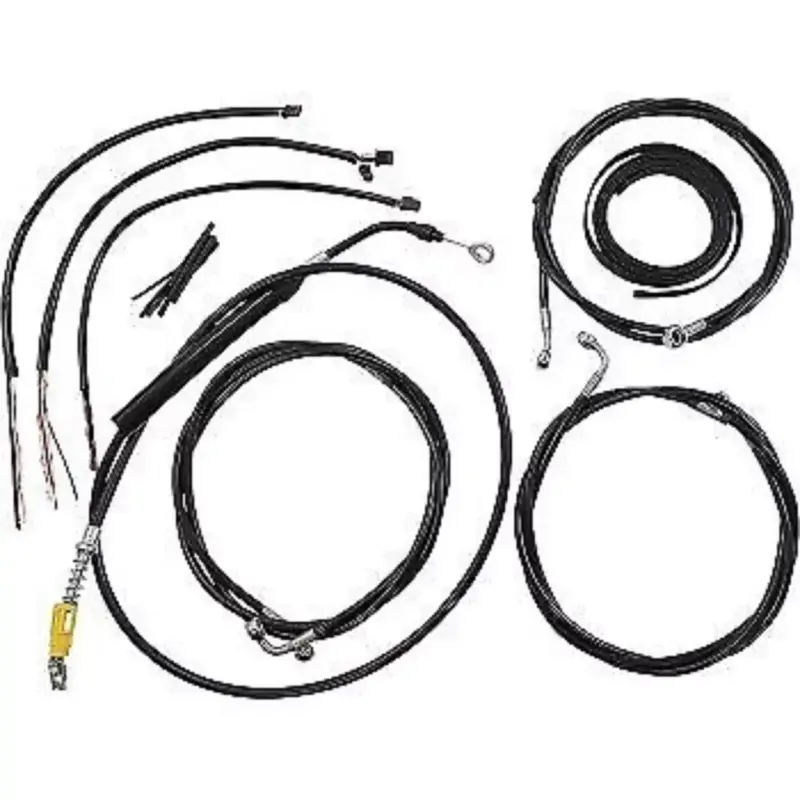 LA CHOPPERS LA-8056KT2-16B Black Vinyl Braided Handlebar Cable/Brake Line Kit