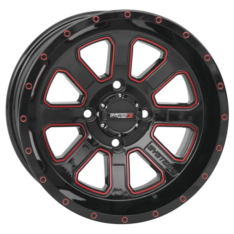 SYSTEM 3 | ST-4 | BLACK + RED - 14X7 - 4/156 - 4+3