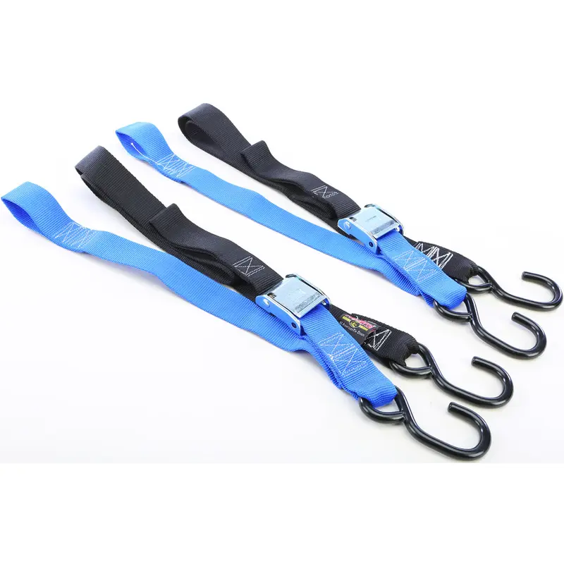 Tie Down Cam S Hook Soft Tye 1.5"X6' Black/Blue Pair
