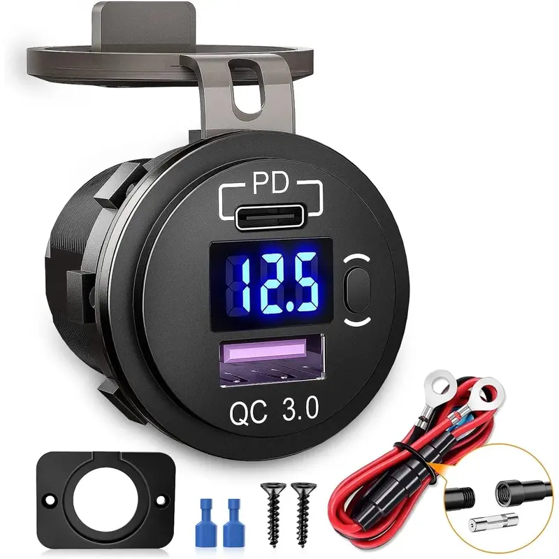 PD Type C | QC 3.0 USB Charger Voltmeter