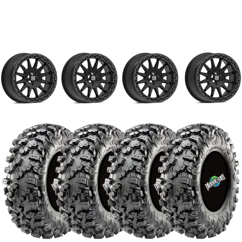 Valor V09 Beadlock 15x7 5+2 6/5.5 Satin Black on Maxxis Carnivore RT 30x10-15