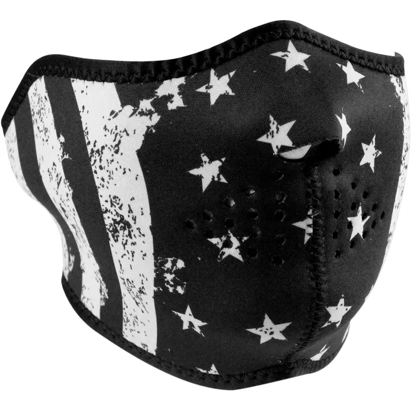 ZAN HEADGEAR Half Mask - Black/White Flag WNFM091H