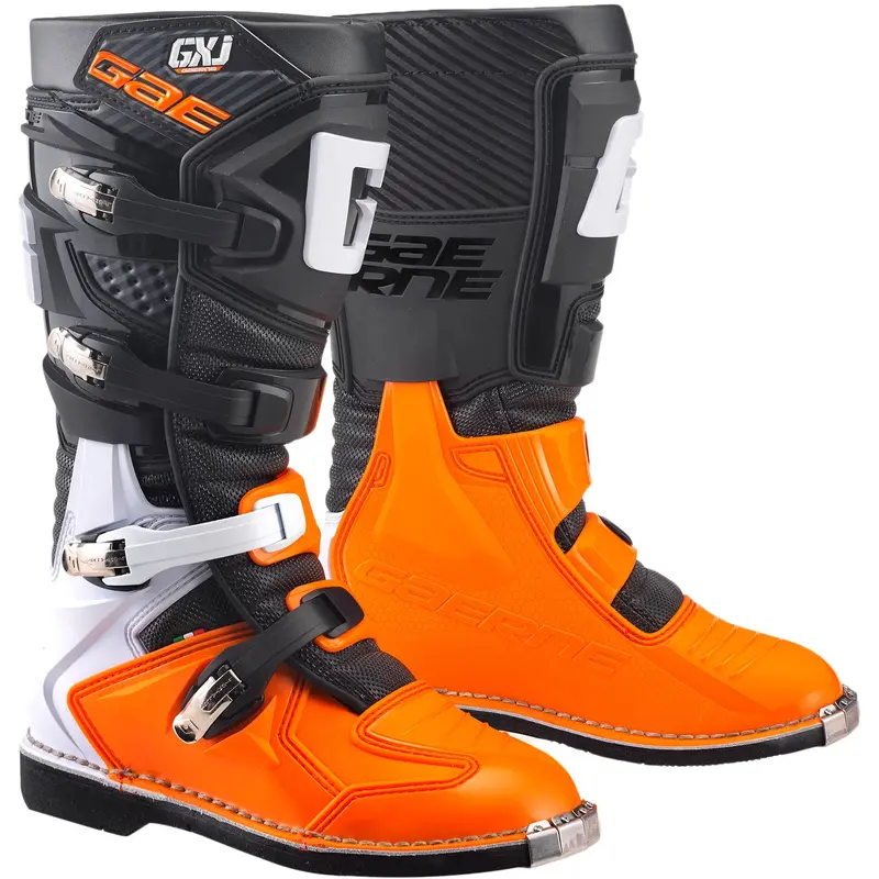 GAERNE Gx J Boots Black/Orange Size 04 - Professional MX Boots for Young Riders