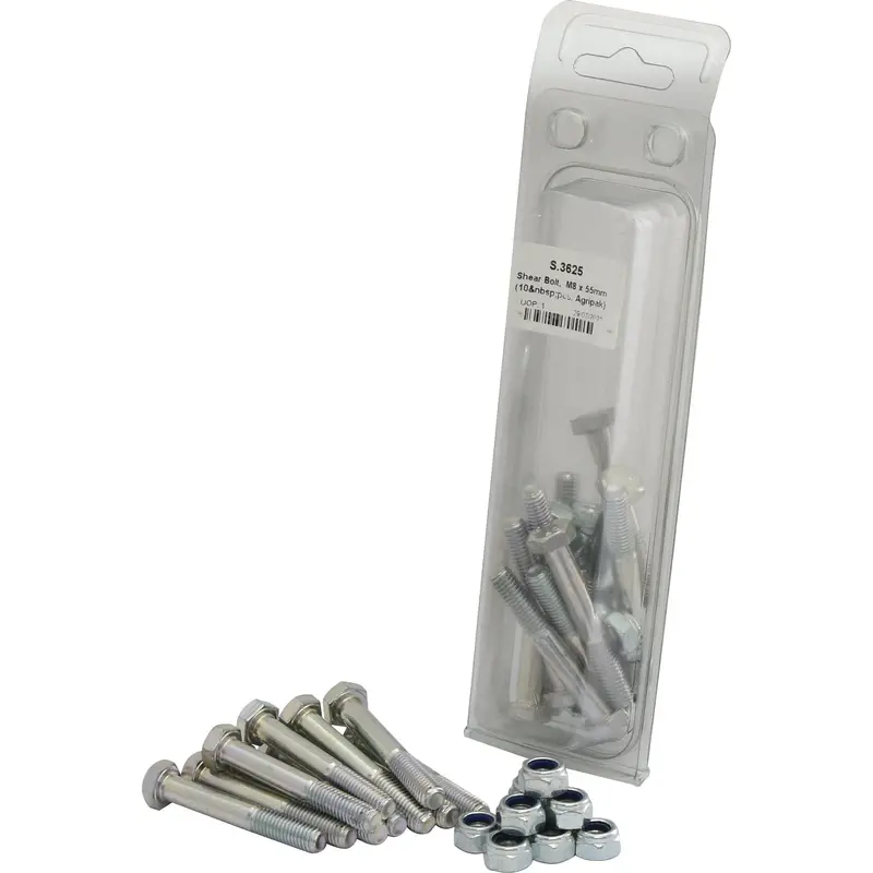 Shear Bolt, M8x55mm (10 pcs. Agripak) | Sparex Part No.S.3625