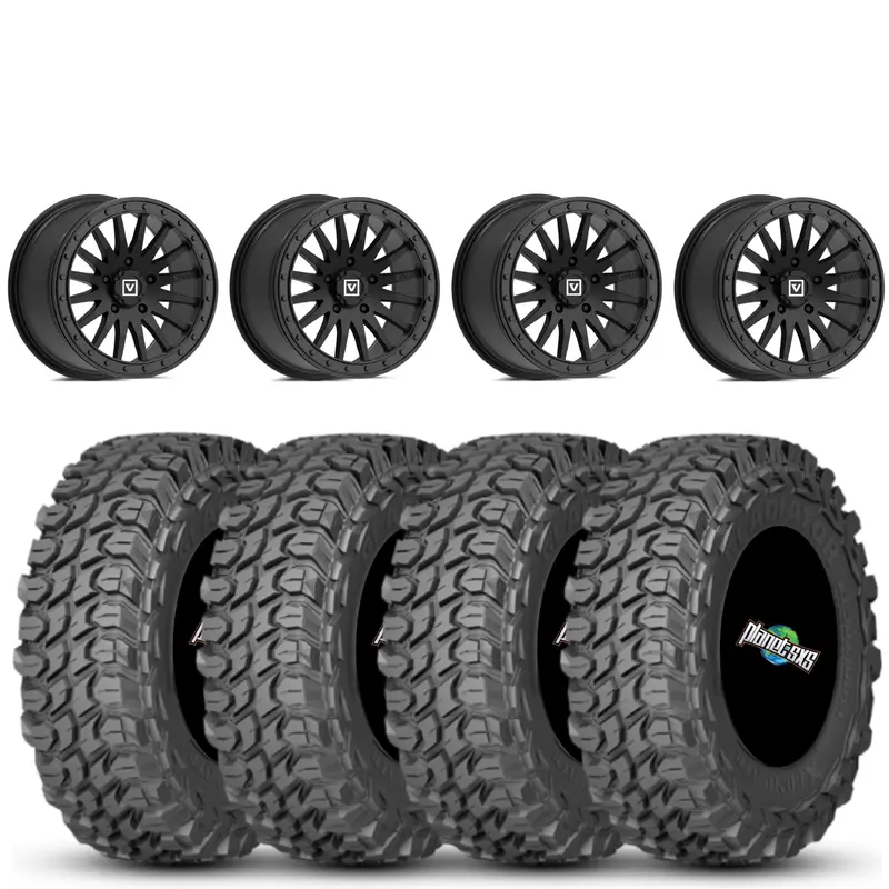 Valor V06 Beadlock 15x8 Satin Black 6+2 on Gladiator X Comp 10 Ply 35x10-15
