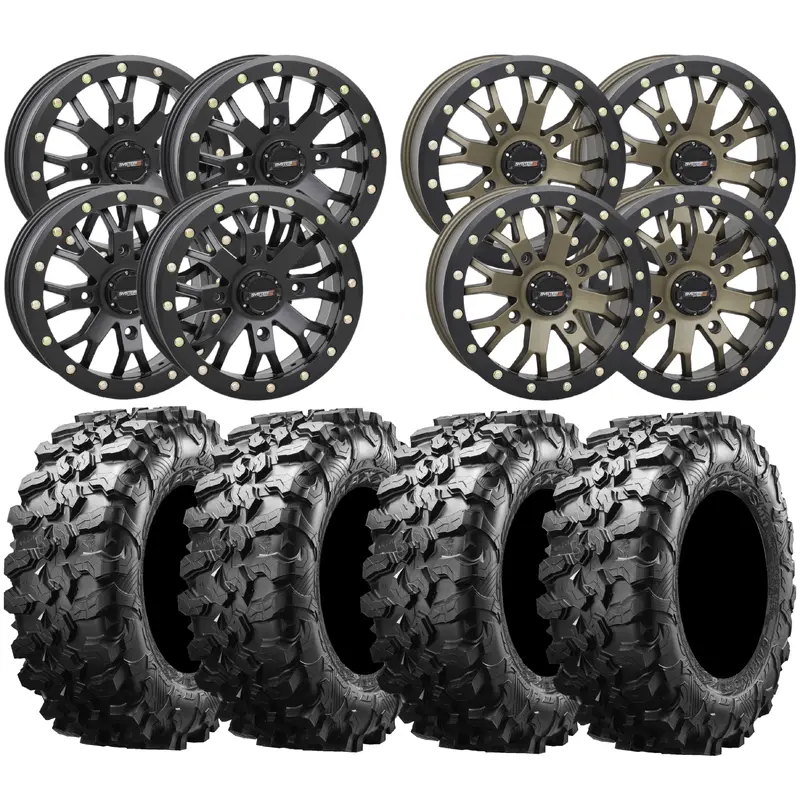 System 3 SB4 Beadlocks + Maxxis Carnivore Tires (Mounted UTV Kit) | PlanetSXS