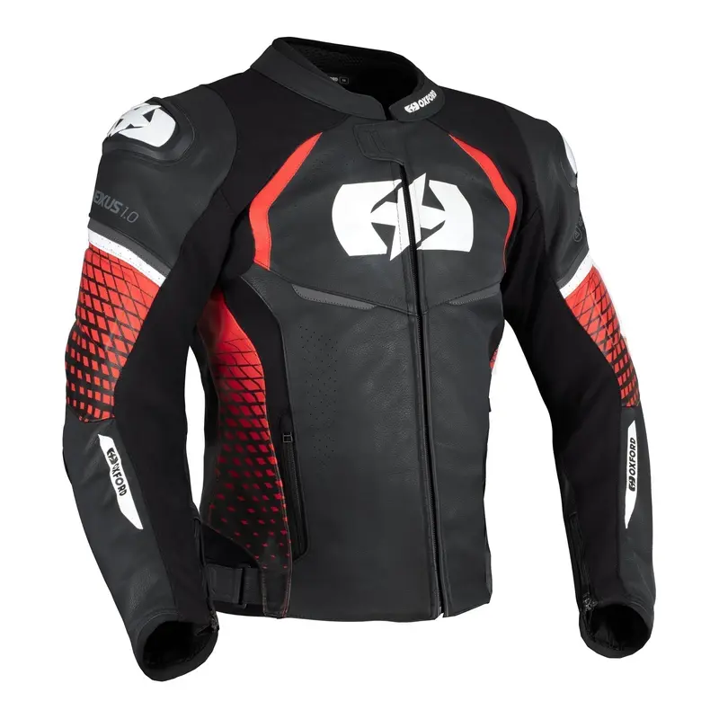 OXFORD NEXUS 1.0 LEATHER MS JKT BLK/RED 3XL/56