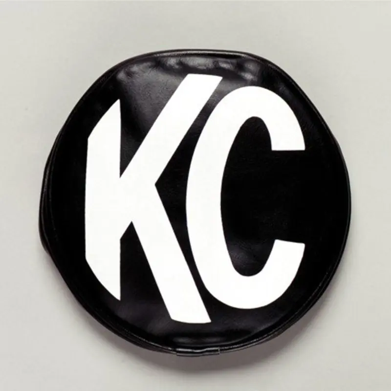 KC HiLiTES 5" Light Cover - Round - Soft Vinyl - Pair - Black / White KC Logo