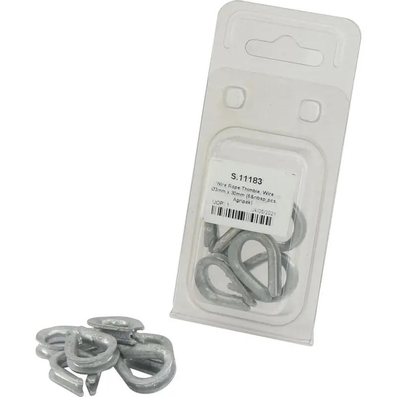 Wire Rope Thimble, Wire 3mm x 30mm (6 pcs. Agripak) | Sparex Part No.S.11183