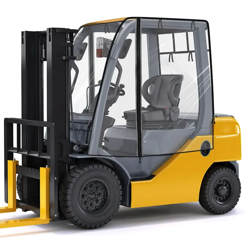 Forklift Cover for Rain with Rear Window, Waterproof Cab Enclosure Clear Fork Truck