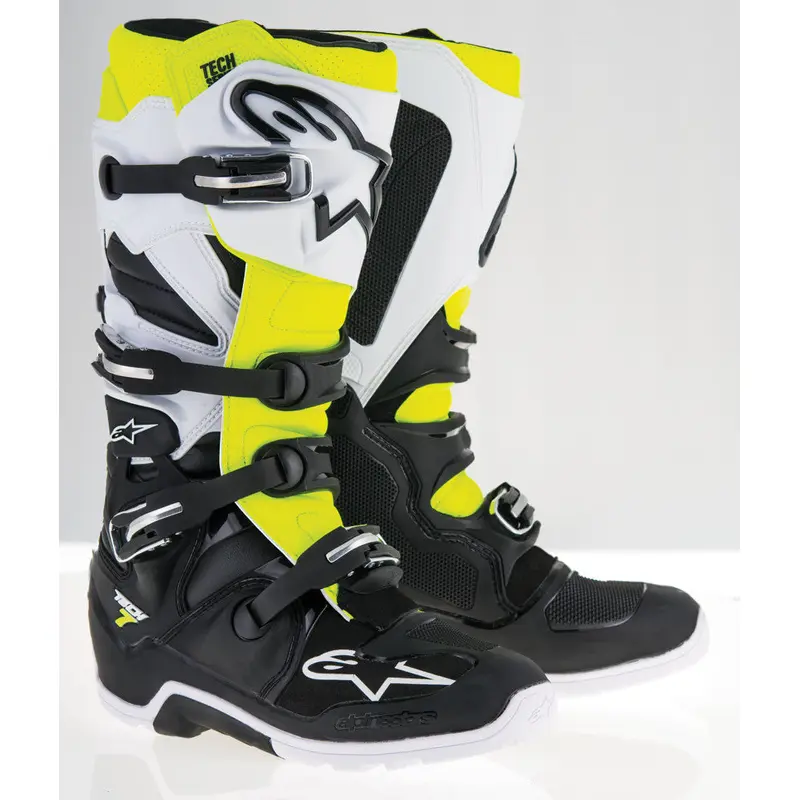 ALPINESTARS TECH 7 ENDURO BOOTS BLACK/WHITE/YELLOW SZ 09 2012114-125-9