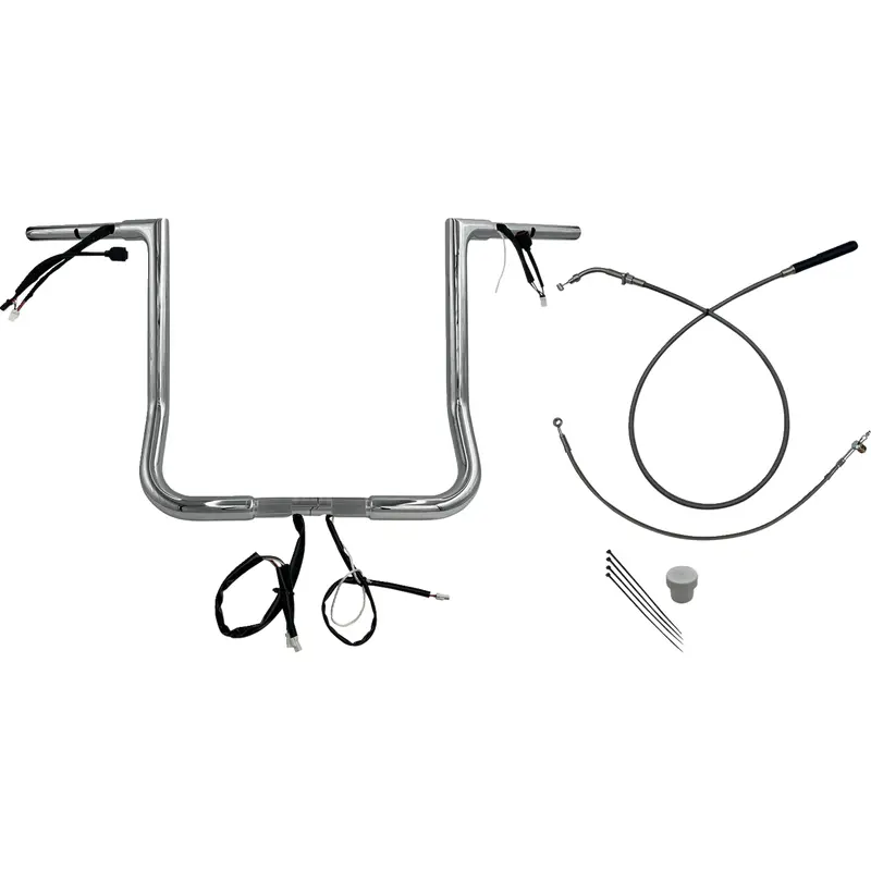FAT BAGGERS INC. EZ Install Wired Handlebar Kit - 1-1/4" - Flat Top - 16" - Chrome 749016