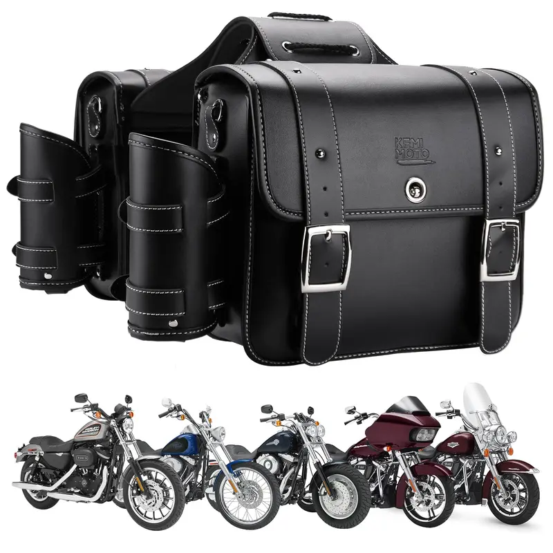 20L PU Leather Saddlebags With Cup Holder for Sportster Softail Dyna (1 Pair)