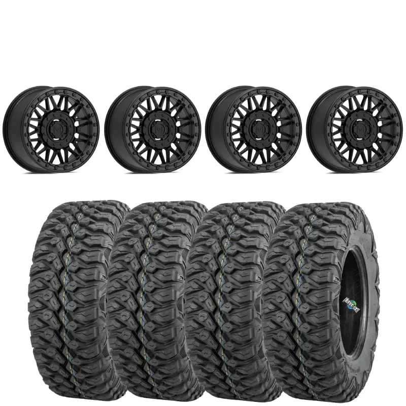 VALOR OFFROAD SATIN BLACK V08 BEADLOCKS ON QUADBOSS QBT846