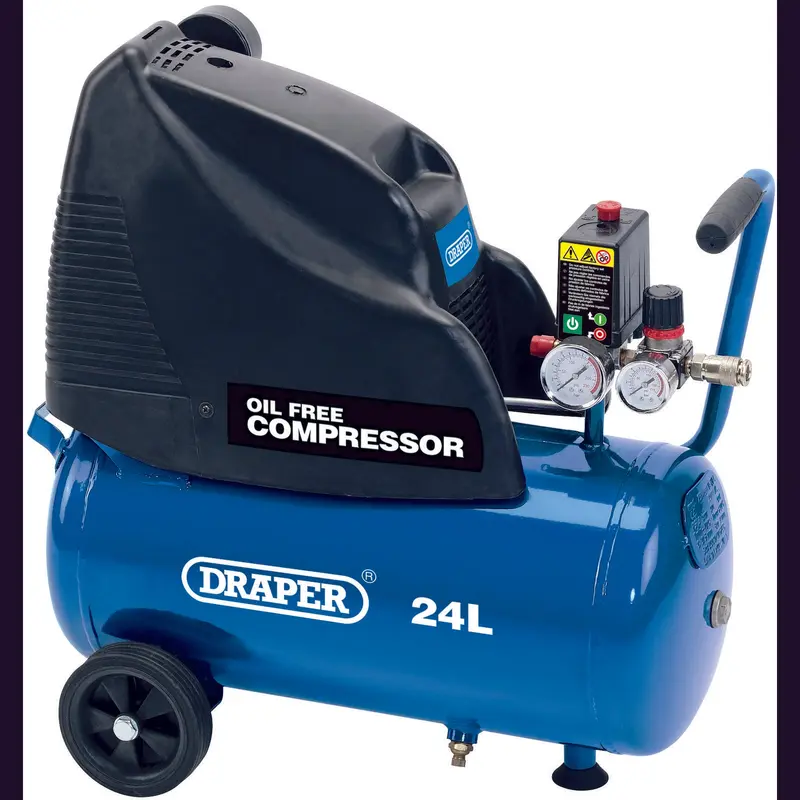 Draper 24L Oil-Free Direct Drive Air Compressor, 1.1Kw/1.5Hp - DA25/169