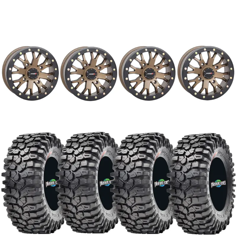 System3 SB4 Beadlock 4/137 bolt pattern Bronze mounted on  Maxxis Roxxzillas