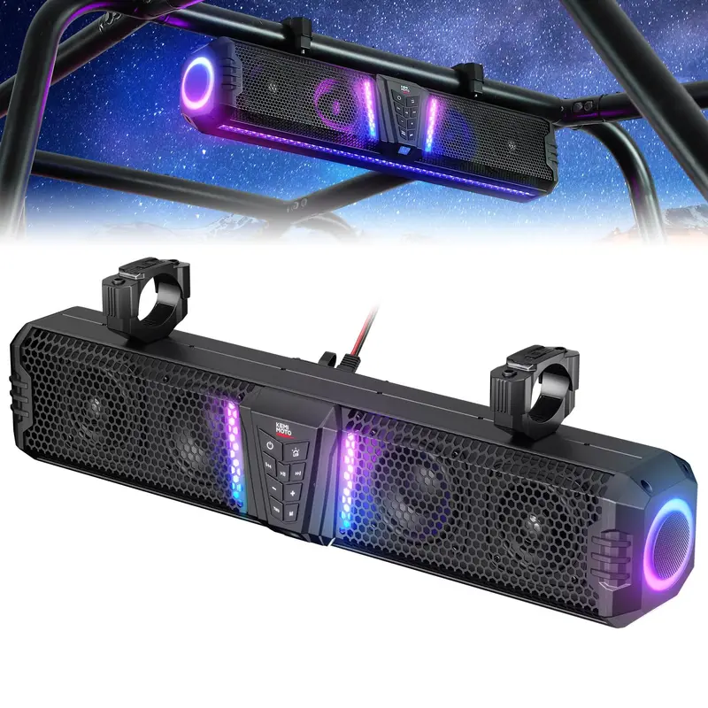 KEMIMOTO Midnight Sound Bar for Golf Carts with 1-2 Roll Bar