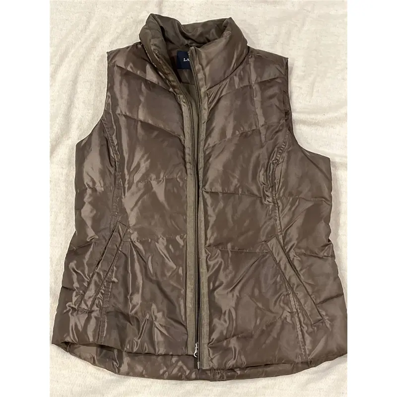 Womens Lands' End Puffer Vest Size S Small 6-8 Bronze 80% Down 20% Feathers