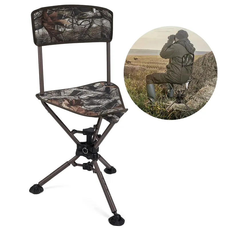 360 Tripod Swivel Hunting Chair with Backrest