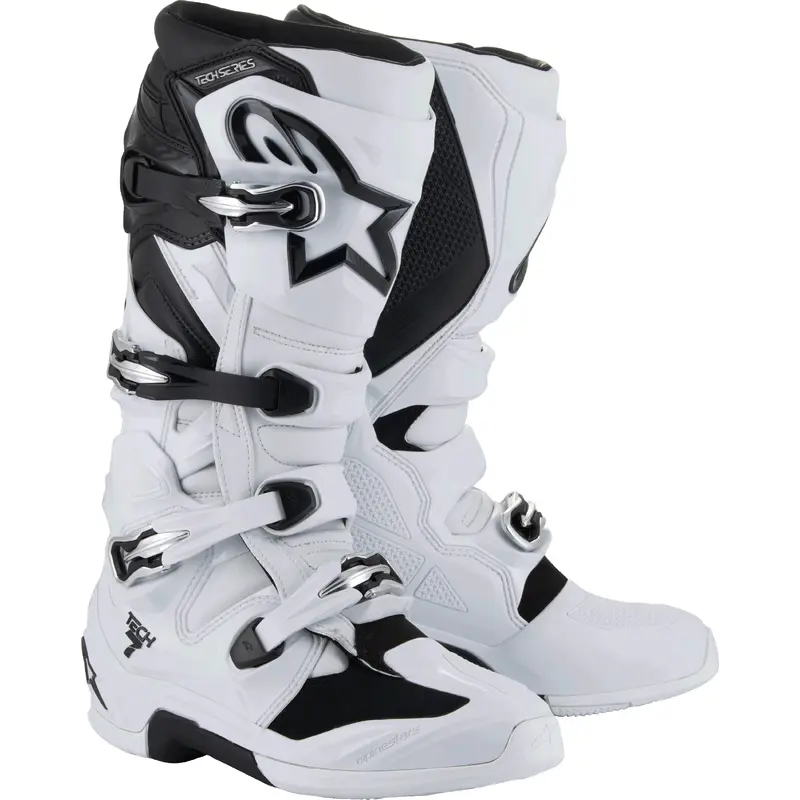 Alpinestars Tech 7 Boots White/Black - Size 10 (Part Number: 2012025-21-10)