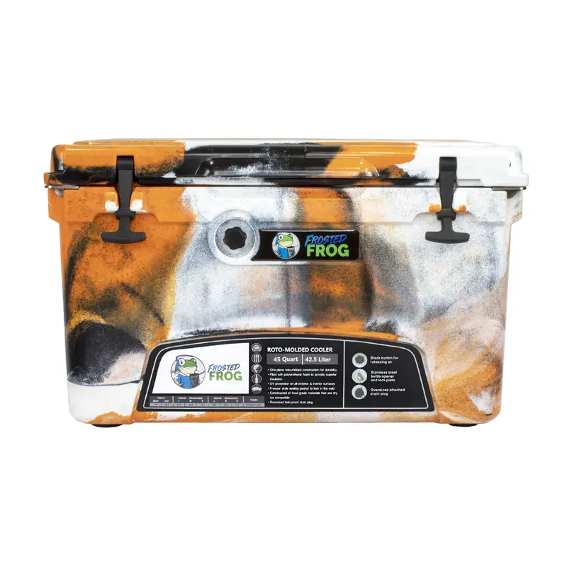 Frosted Frog 45QT Camo Cooler  OrangeWhiteBlackCamo, 45QT