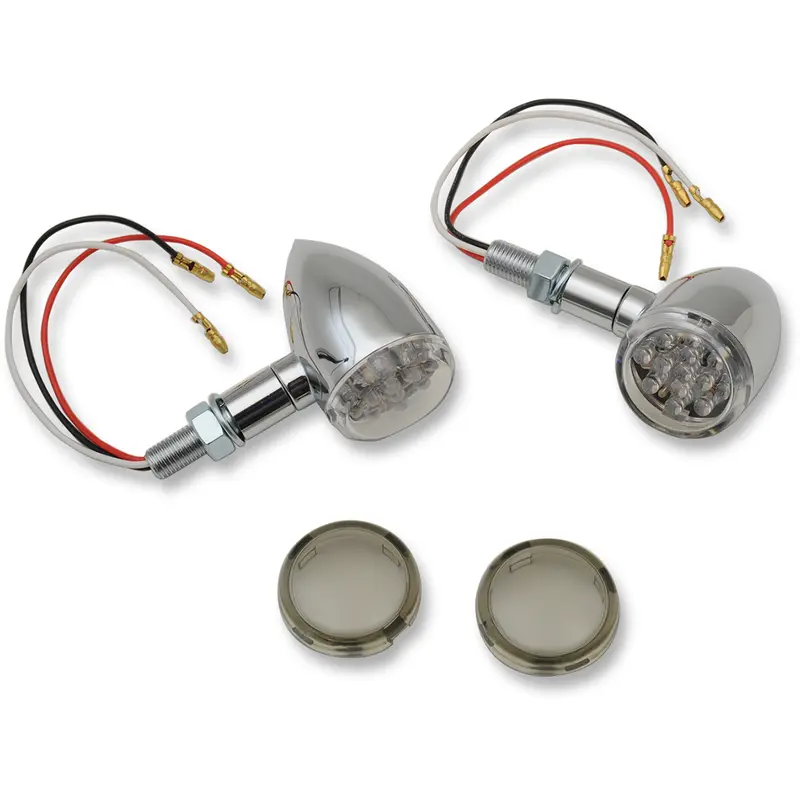 DRAG SPECIALTIES LED Marker Lights - Chrome/Red - Smoke Lens 20-6390C/MIRQ