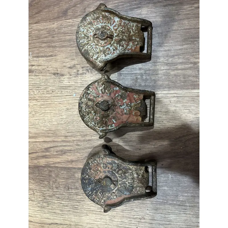 3 Vintage Barn Door Rollers Cast Iron Sliding Hardware F E Myers Stay On 1801