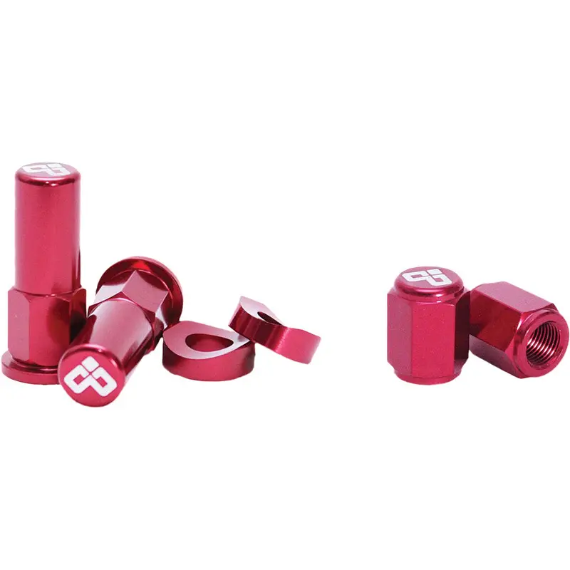 DUBYA RIM LOCK NUT & VALVE CAP KIT RED 68-051R