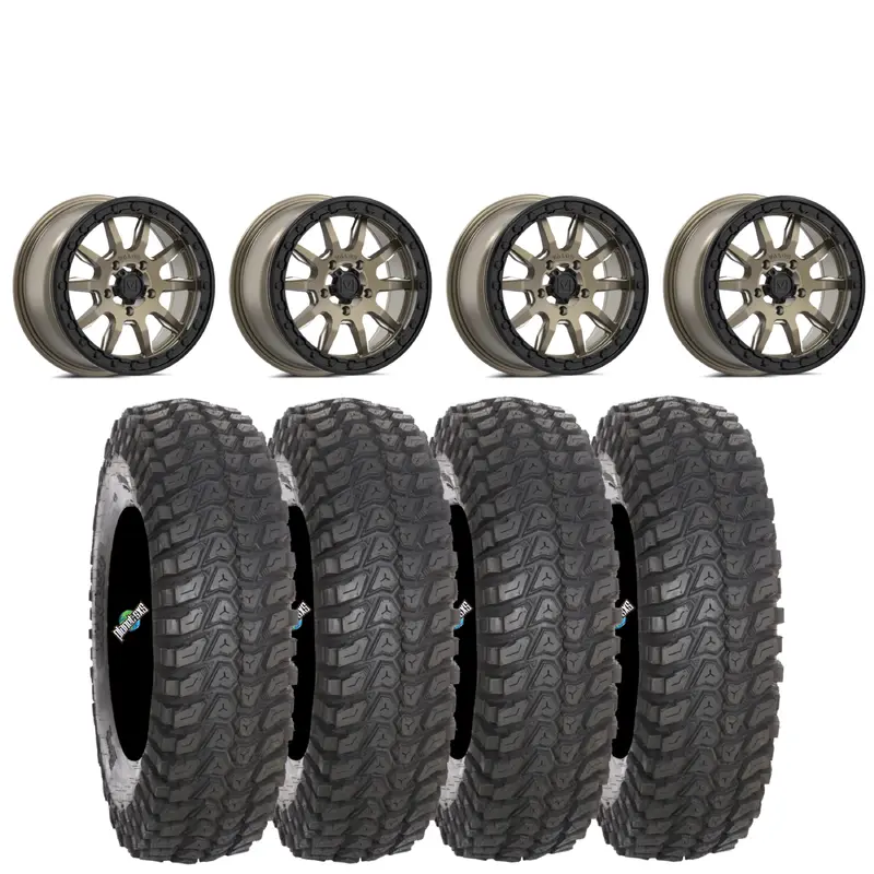 Valor Offroad V15 Satin Bronze Milled beadlock on System 3 XCR350 | 5/4.5