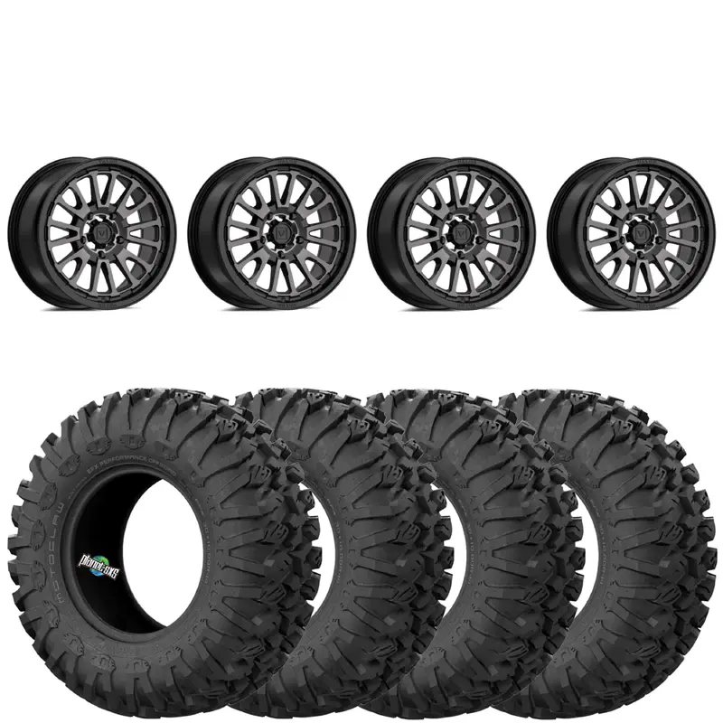 Valor Offroad V14 Dark Tint 4/156 5+2 mounted on EFX MotoClaws
