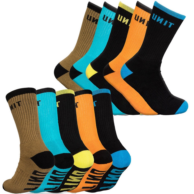 Unit React 5-Pack Bamboo Hi-Lux Socks - US 7 to 11 - Multi Colour